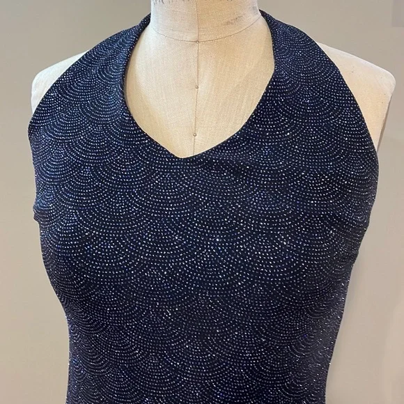 Glitter tank halter dark purple cocktail dress - handmade, beautiful! - Picture 2 of 7